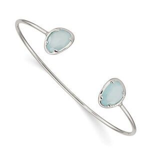Sterling Silver Blue Chalcedony Bangle